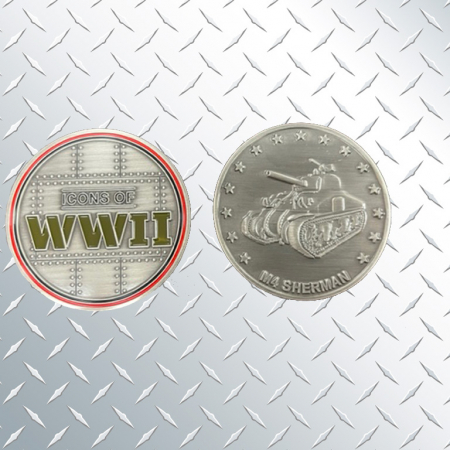 WWII Coin with M4 Sherman Tank